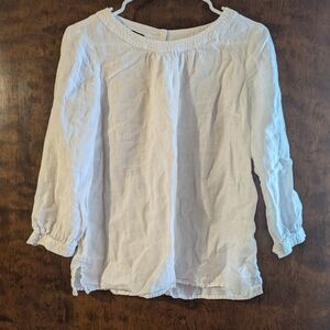 Talbots 100% Linen White 3/4 Sleeve Blouse